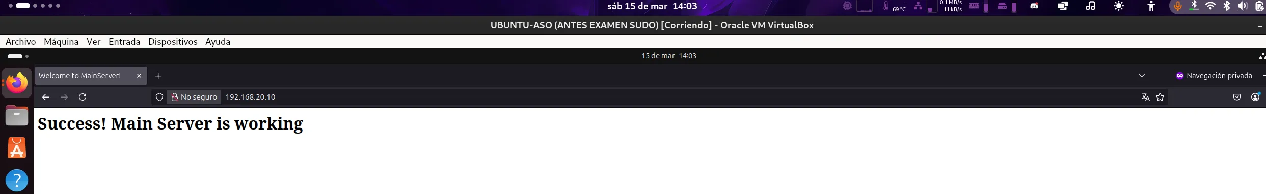 Cliente accediendo a la IP del firewall y viendo la página del servidor Apache de la DMZ