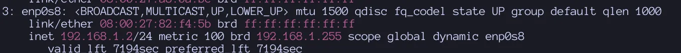 Verificación desde el servidor Apache de que la IP estática 192.168.1.2 se asignó correctamente